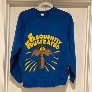 Vintage Wile E Coyote blue Sweatshirt Size L Vtg 90s